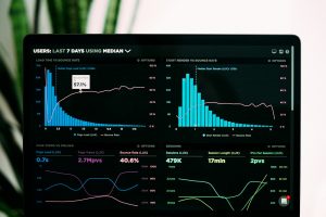 An analytics dashboard on a laptop screen