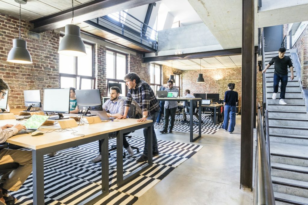A small team working together in a modern office